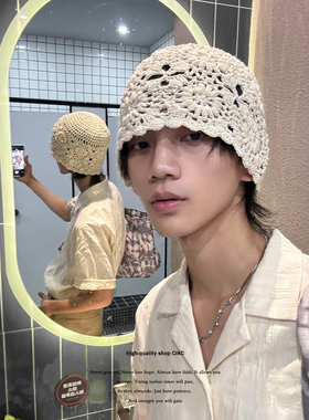 自制小众编织花朵帽子