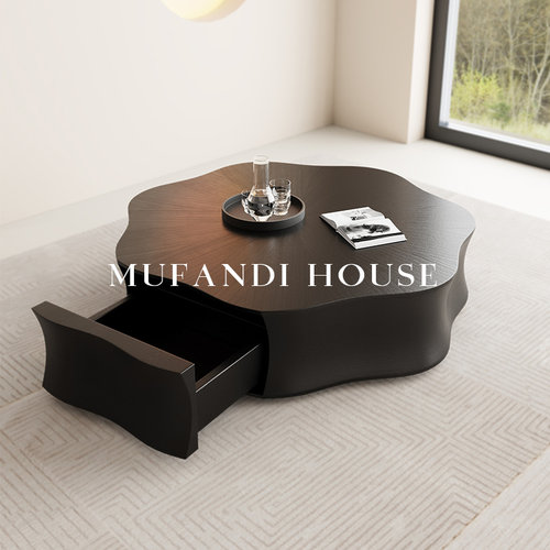 慕梵迪意式高级实木花瓣茶几组合客厅大户型高端复古设计师储物 - 图2