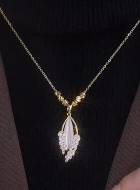 撤柜轻奢小众设计高级感转运珠猫眼石麦穗项链女气质锁骨链颈链配