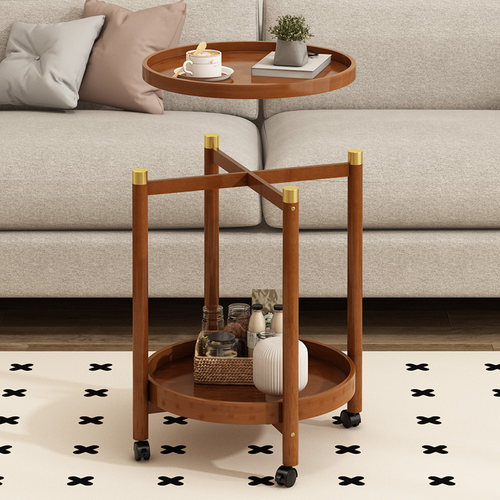 沙发边几茶几茶桌可移动客厅小户型圆桌侧边边柜置物柜零食小推车 - 图2