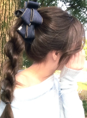 丹宁情书牛仔蝴蝶结香蕉夹发夹女2026新款后脑勺马尾夹显发量气质