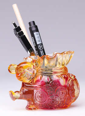 琉璃十二生肖摆件笔筒老虎老鼠龙聚宝盆生日礼物书房装饰首饰盒