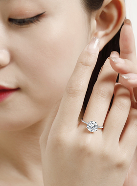 三克拉鸽子蛋戒指925大钻戒六爪