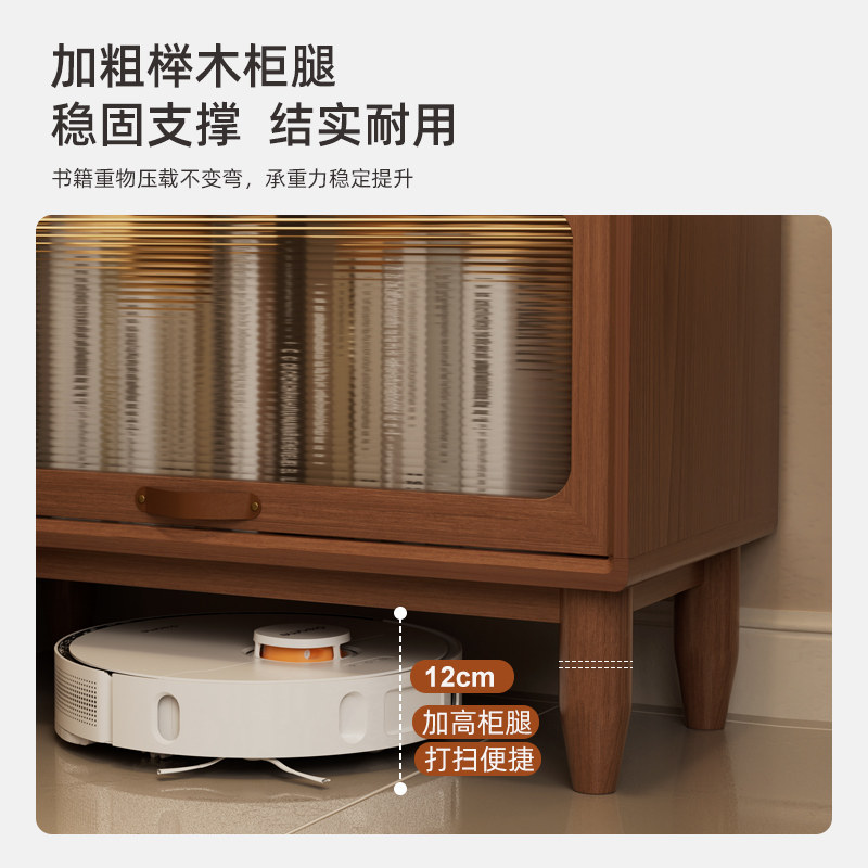 红林日记实木书柜防尘玻璃门展示柜储物柜带书柜矮靠墙组合收纳柜,淘宝优惠券,粉丝福利购,淘宝优惠卷