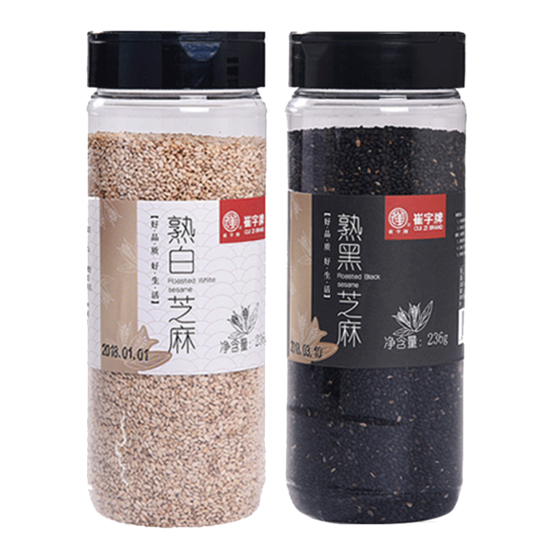 中华老字号崔字牌芝麻粒黑白熟芝麻熟开盖即食236g*2干吃五谷杂粮 - 图3