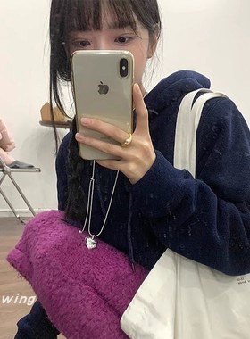 铜女韩国INS爱心吊坠项链