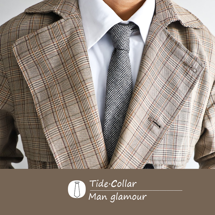 男士羊毛领带千鸟格纹咖色粗花呢领带6公分英伦休闲复古绅士领带