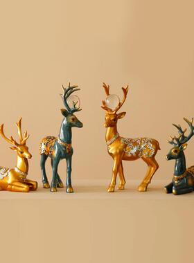 欧式酒柜装饰品摆件奢华美式创意家居客厅电视柜麋鹿摆设结婚礼物