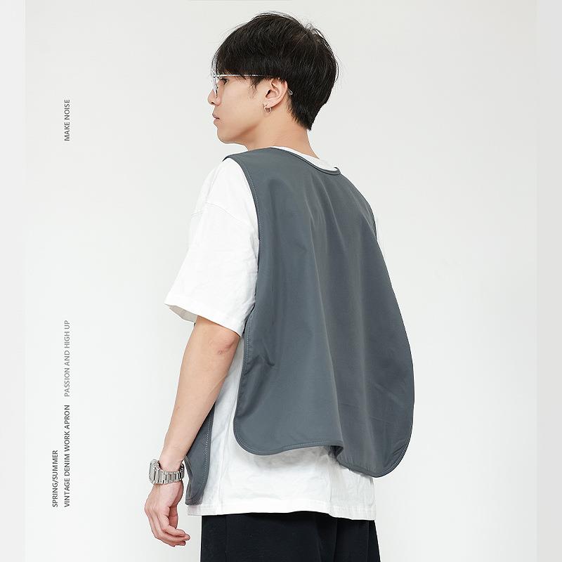 围裙马甲式罩衣咖啡师理发店美甲美发宠物店服务员工作服印logo - 图0