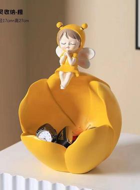 网红ins少女蜜蜂女孩收纳摆件玄关书房茶几办公室桌面装饰品礼物