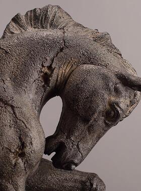 美式风格仿古将军马头摆饰家居软装饰品树脂摆件客厅玄关书房摆设