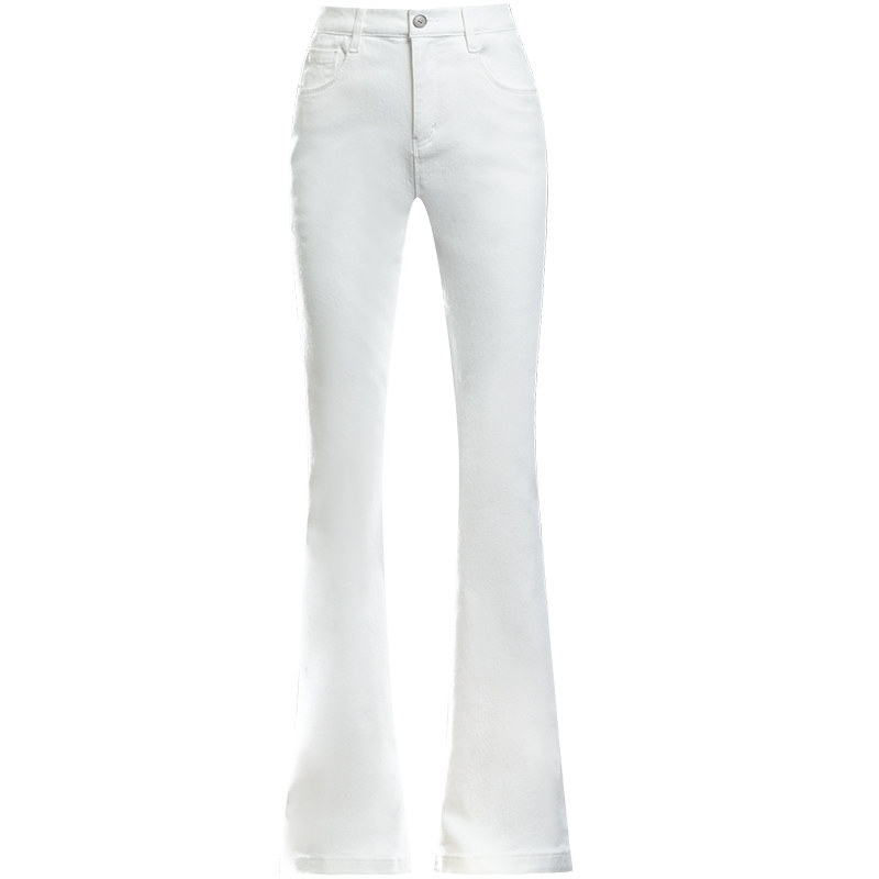 白色微喇春季2022新款显瘦牛仔裤 扇影牛仔裤