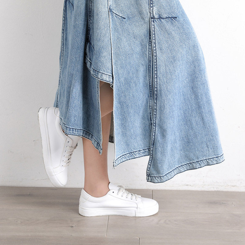 高腰2020年秋季新款中长牛仔半身裙 扇影半身裙