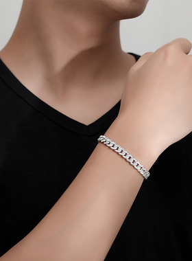 999足银古巴手链男小众设计