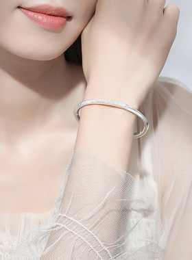 9999足银手镯女纯银磨砂