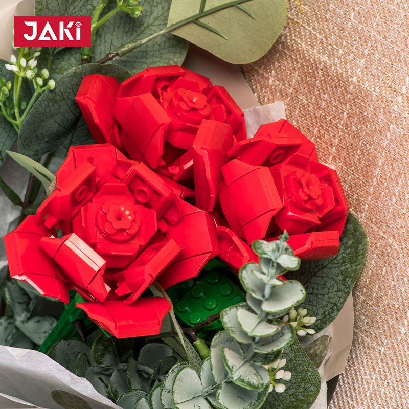 jaki佳奇花束茉莉铃兰玫瑰拼装玩具 jiaqi建构/拼插积木