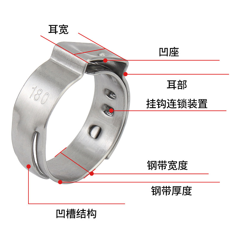 金超304不锈钢单耳无极卡箍强力抱箍管卡水管卡紧固喉箍油管卡扣_虎窝淘