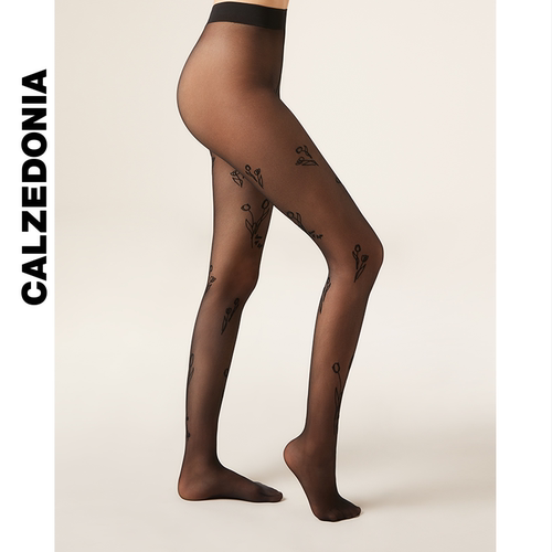CALZEDONIA卡泽意袜26夏新女30D时尚花朵植绒丝袜连裤袜MODC2217 - 图0