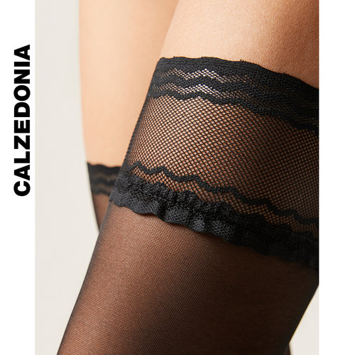CALZEDONIA卡泽意袜春夏女40D性感蕾丝花边过膝薄大腿袜MODA0415 - 图1