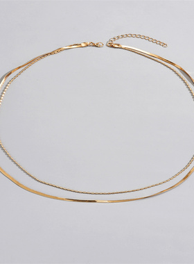 欧美风时尚个性简约金色双层项链