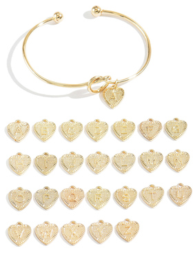 轻奢爱心字母吊坠金色开口手镯