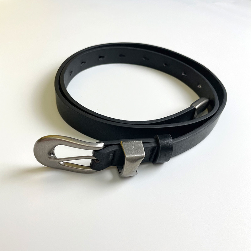复古黑色小皮带女士ins风银色扣牛仔裤腰带细款百搭男裤带女新款