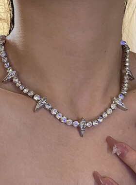 嘻哈黑豹同款满钻网球链项链男女