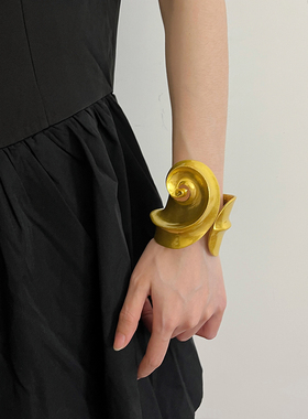 欧美复古凸感螺旋C形金属镯子