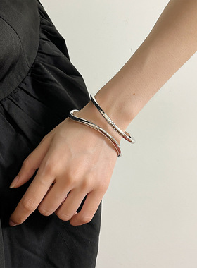 欧美ins风折叠环形百搭手镯金