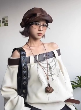 复古咖色豹纹小包项链秋冬氛围感