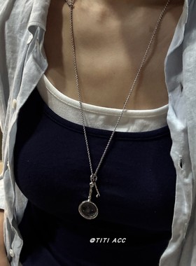 钛钢链放大镜钥匙项链博主款小众设计高级感个性ins长款毛衣链女