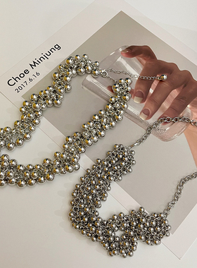 网红博主同款金属球项链女锁骨链