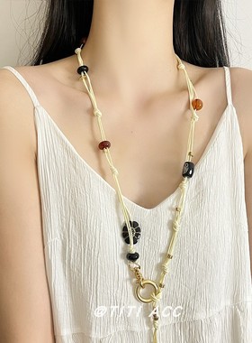 多元素编织长项链腰链女小众设计毛衣链裙子腰带夏季海边沙滩配饰