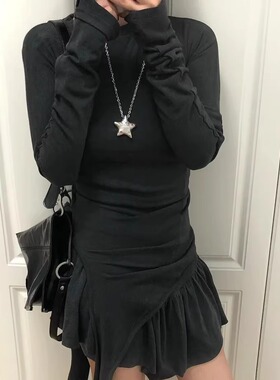 幸运星多巴胺小星星镶钻项链冷淡风五角星长款卫衣链吊坠配饰百搭