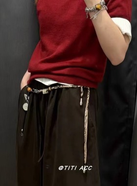 老钱风多功能编织串珠链条腰链女项链秋冬新款游牧民族度假风配饰