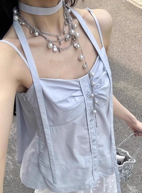 珍珠贝壳腰链超仙法式优雅叠戴多层项链轻奢高级感连衣裙链条配饰