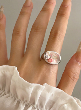 法式复古彩色珐琅蝴蝶戒指小众