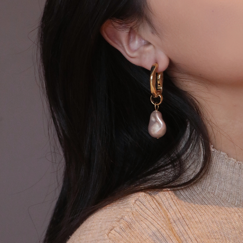 Simple Love Acc私家  高级感异形珍珠大嫂气质百搭银针耳环女 - 图2