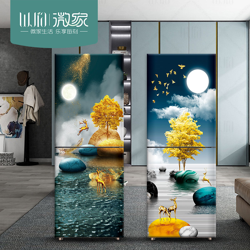 轻奢北欧现代自粘冰箱贴纸装饰贴画全贴创意定制侧面翻新防水防油