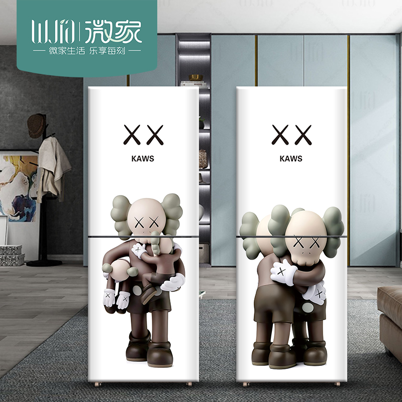 潮牌冰箱贴纸全贴芝麻街 kaws 定制可移除翻新贴自粘空调冰柜贴画 - 图1