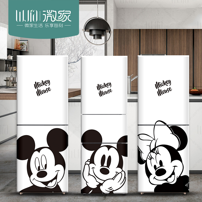 迪士尼创意冰箱贴膜翻新贴纸画整张全贴可爱卡通电器翻新贴可移除