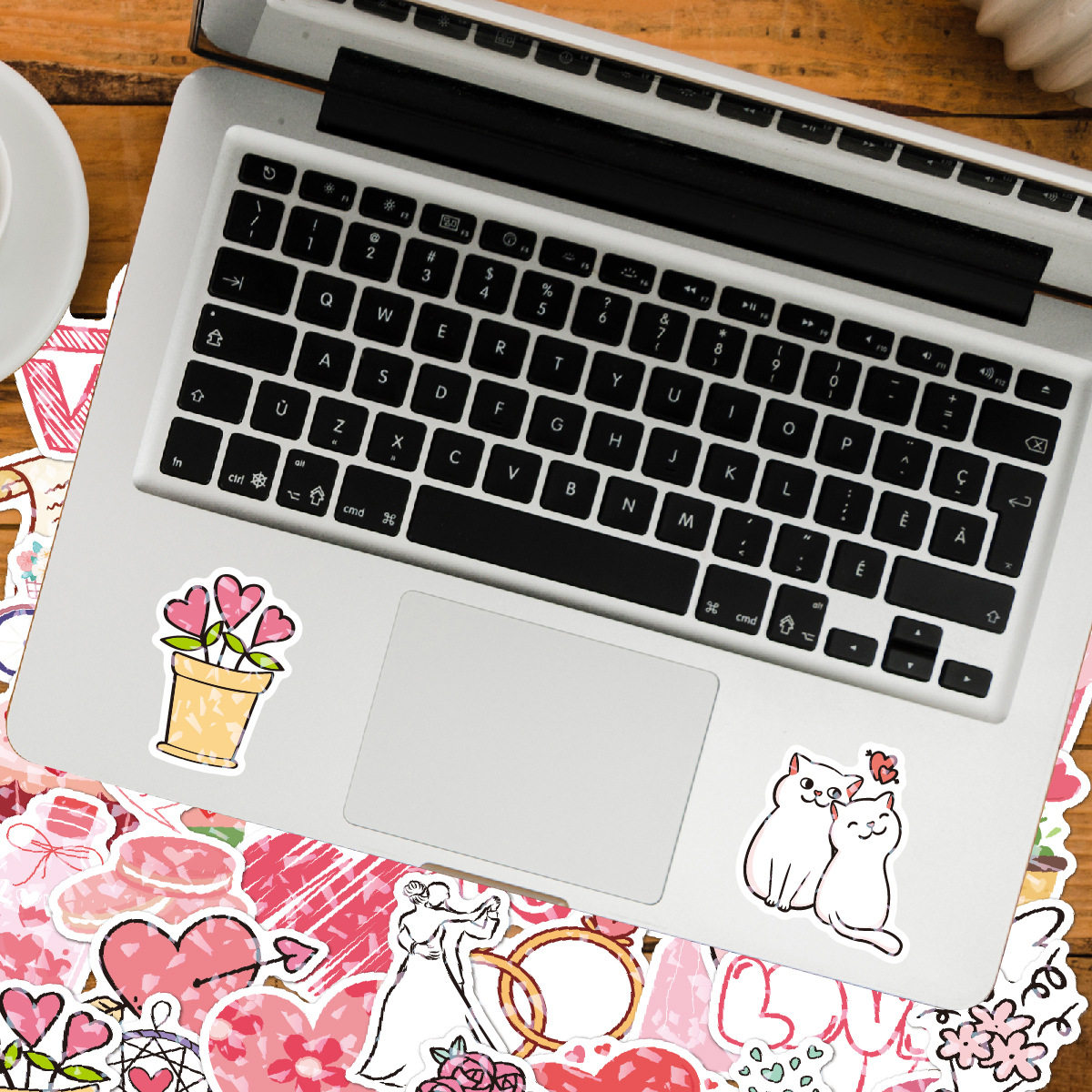 七夕情人节爱情结婚闪光贴纸手机壳粉色爱心涂鸦手机水杯请柬装饰