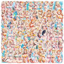 100 Cute Cartoon Bikini Girl Graffiti Stickler Laptop Flat Guitar Car Electric Car Motorcycle Helmet Suitcase Mobile Phone Water Glass Decorated Stationery Appliquise Waterproof
