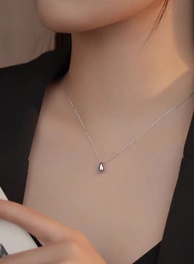 曾沛慈同款水滴项链女2026新款小众高级感轻奢银色吊坠简约锁骨链