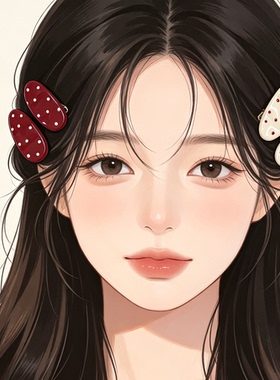 黄灿灿同款红色波点椭圆形发夹女蝴蝶结侧边刘海碎发卡几何鸭嘴夹