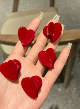 黄灿灿同款酒红色爱心发夹女小号侧边刘海碎发夹公主头心形小抓夹