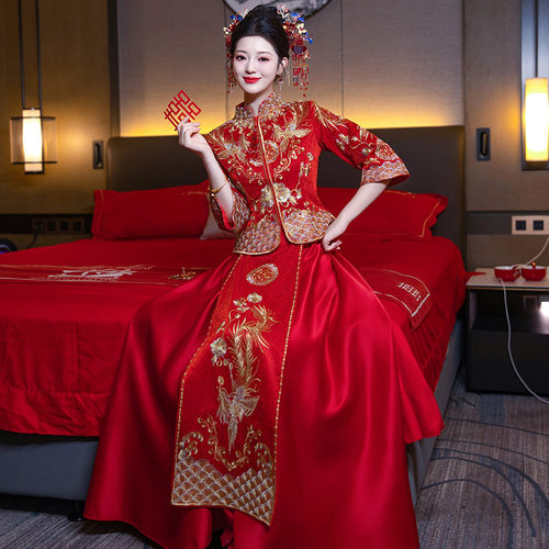秀禾服婚服2026冬新款小个子结婚龙凤褂出阁婚服禾秀服大码敬酒服 - 图0