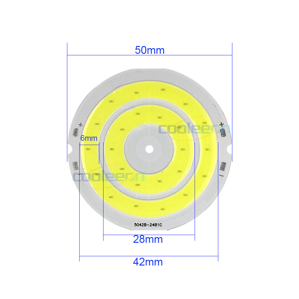 3-4V 50mm圆形COB灯板3.7V双环形LED光源5W冷暖白光DIY工作灯照明