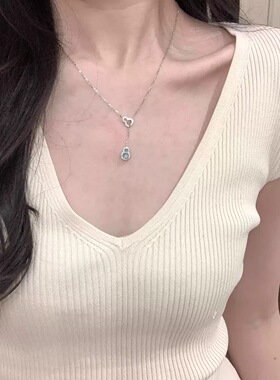 小葫芦吊坠项链女小众设计感高级感轻奢锁骨链闪钻颈链百搭配饰