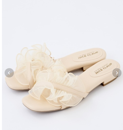 日系纯色夏季鞋款2cm低跟甜美仙女蕾丝花边软垫舒适凉拖鞋-图2